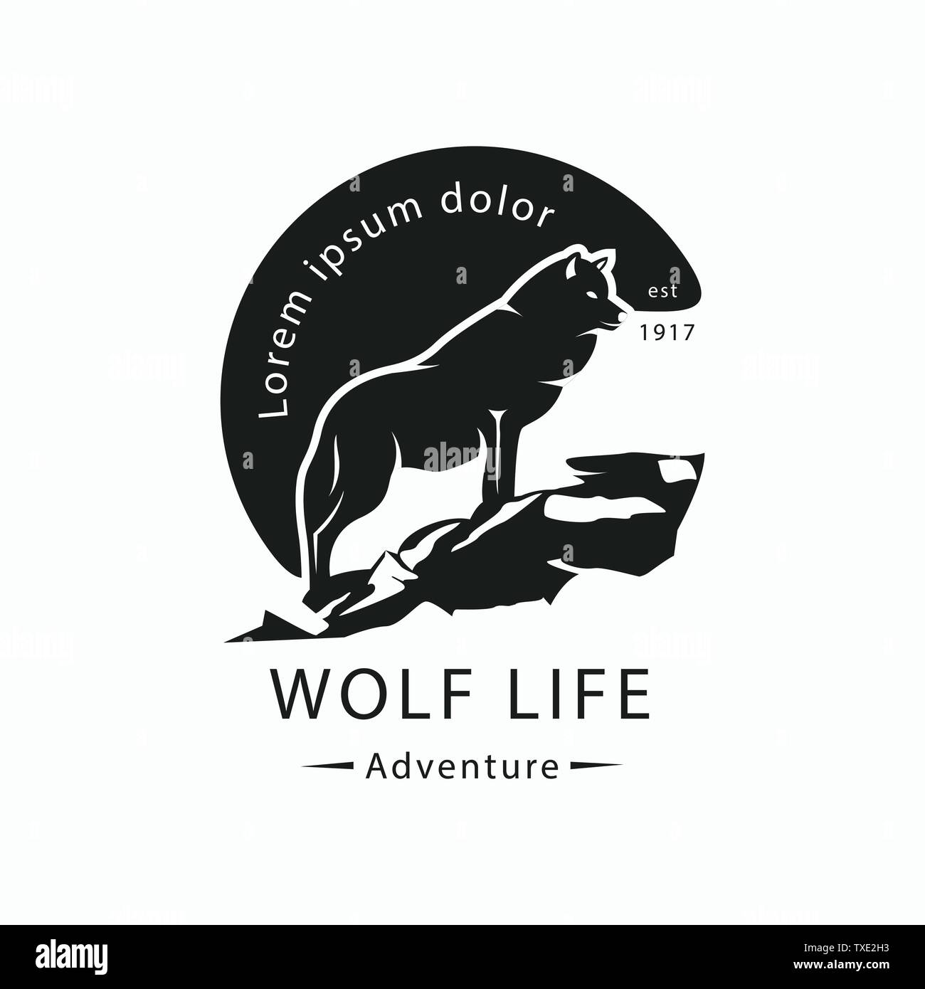 La Wild Wolf Logo design Illustrazione Vettoriale