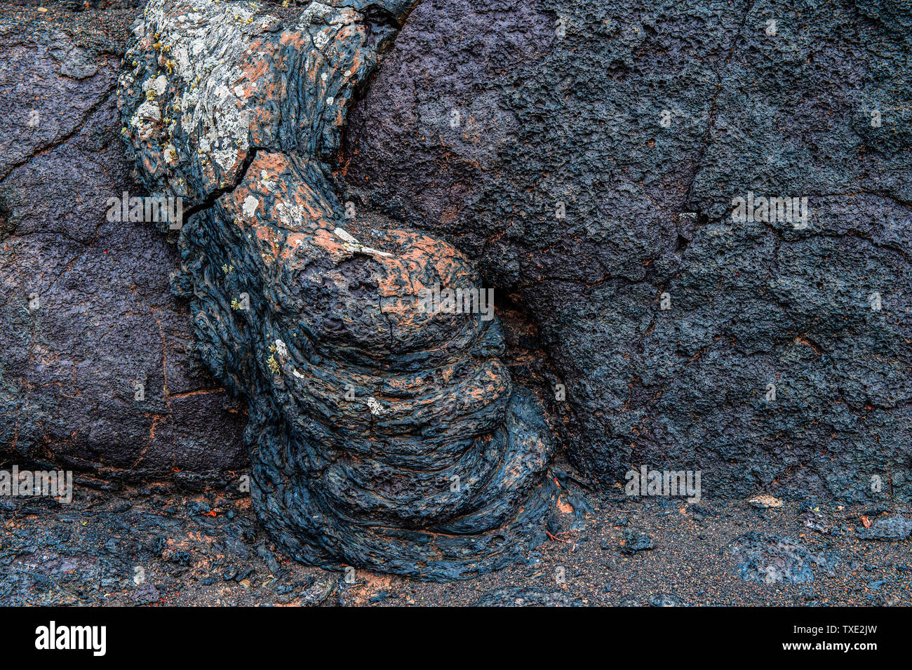 Spagna Isole Canarie Lanzarote Tamanfaya vulcano - lava pietrificata Foto Stock
