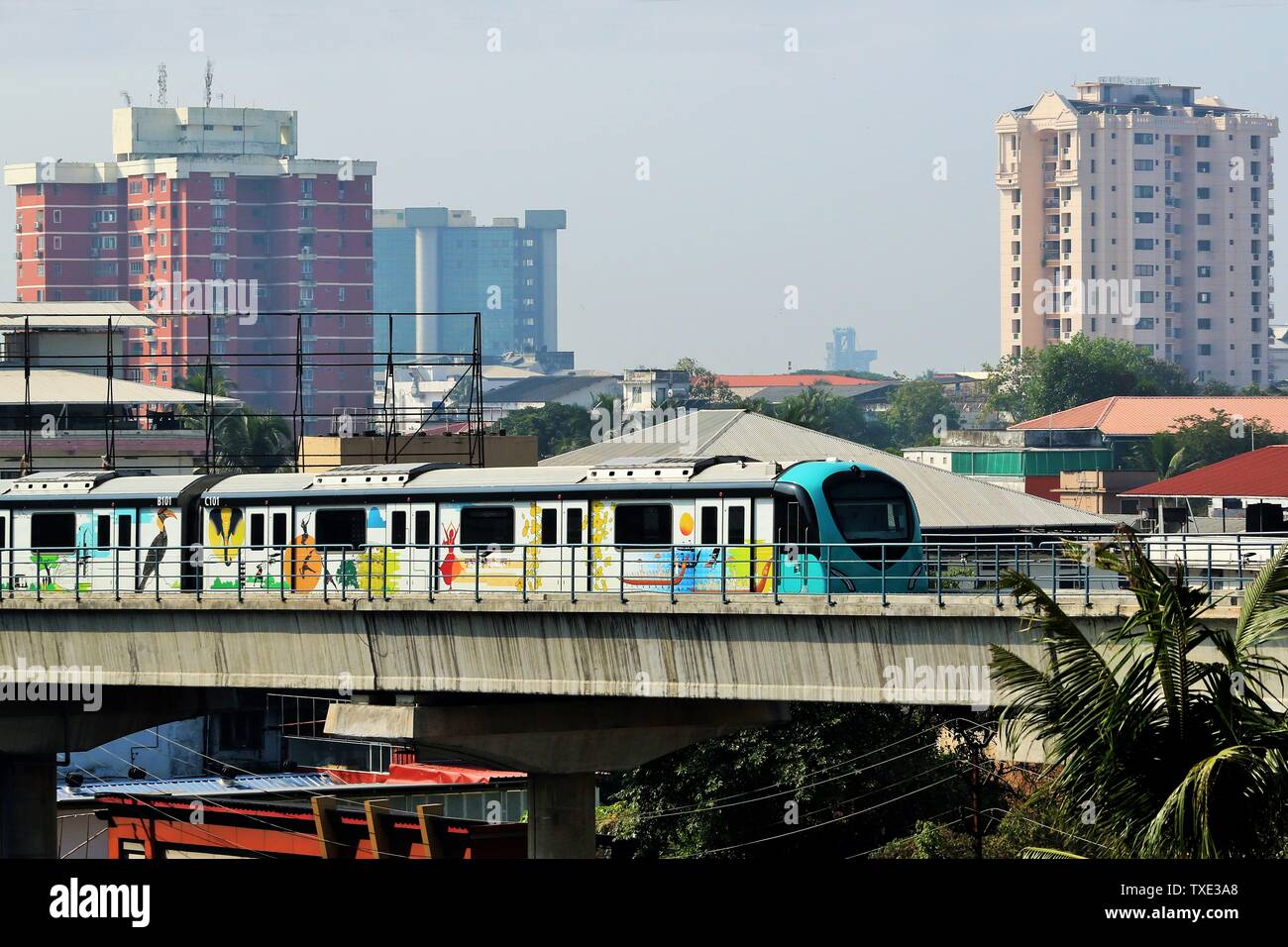 Treno della metropolitana, Kochi, Kerala, India, Asia Foto Stock