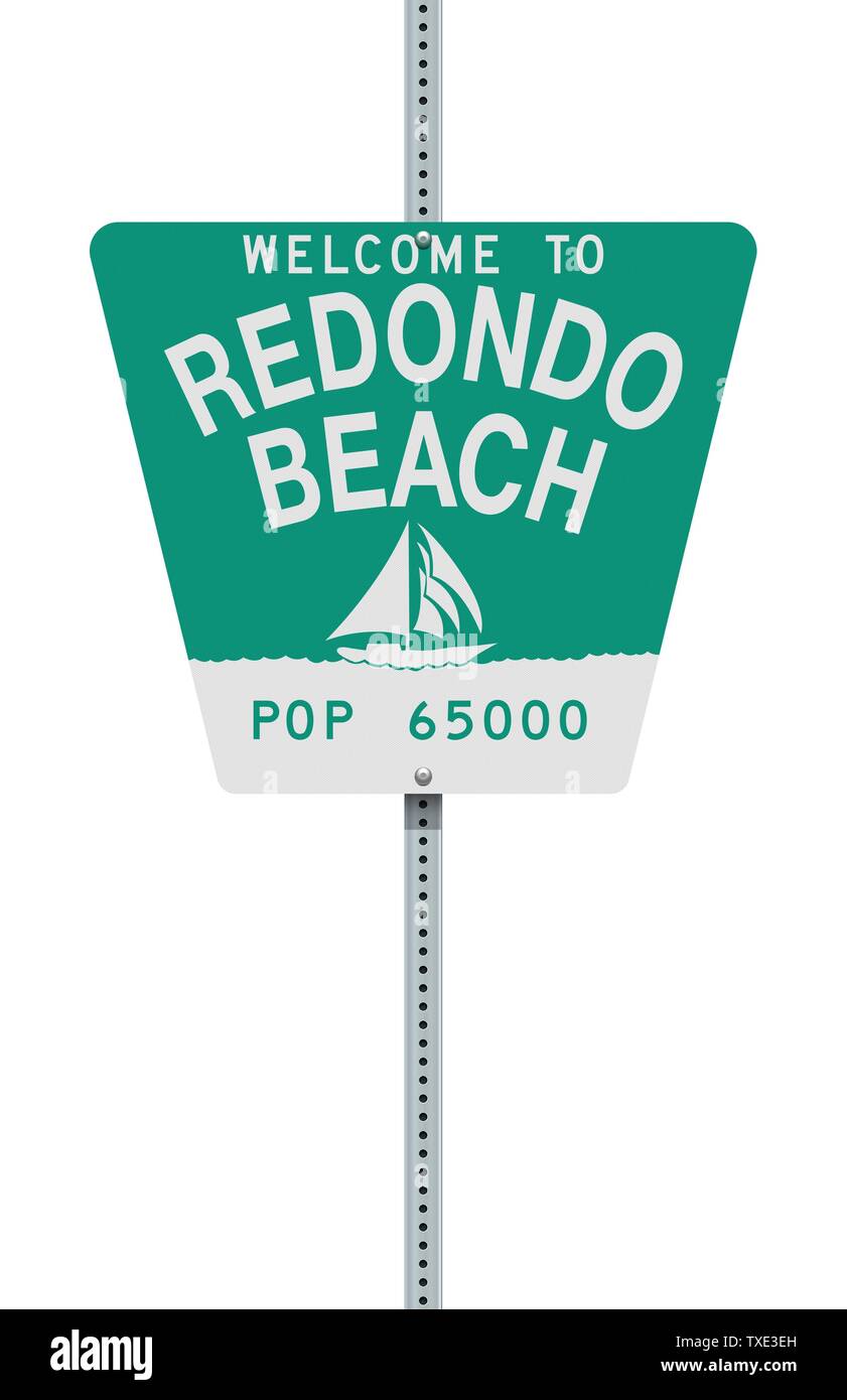 Illustrazione Vettoriale del Benvenuto a Redondo Beach cartello verde Illustrazione Vettoriale