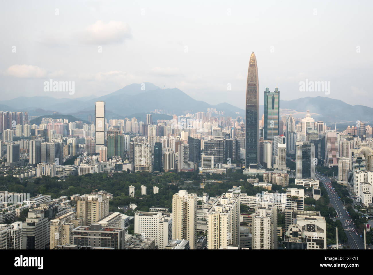 Scenario di costruzione urbana edifici di Shenzhen, Cina Foto Stock