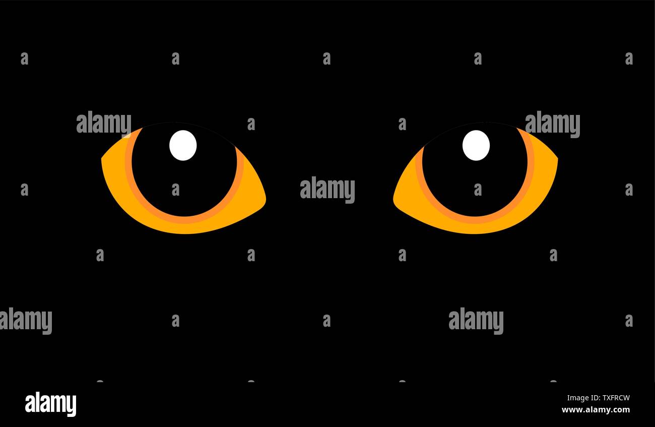 Orange occhi di gatto nelle tenebre. Illustrazione Vettoriale Illustrazione Vettoriale