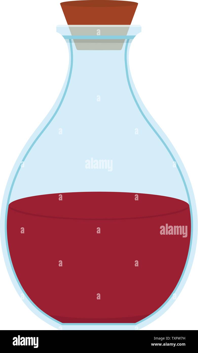 Healing Potion. Cartoon Magic elisir beuta isolata su sfondo bianco. Elementi di avventura. Illustrazione di vettore per il tuo design, gioco, la scheda Web. Illustrazione Vettoriale