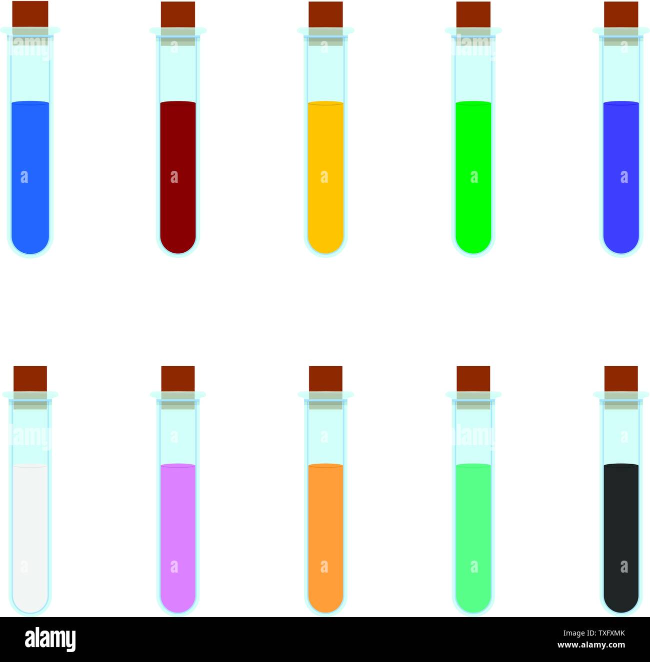 Serie di cartoni colorati elisir magico beuta isolata su sfondo bianco. Procedura guidata o elementi della strega. Illustrazione di vettore per il tuo design, gioco, la scheda Web. Illustrazione Vettoriale