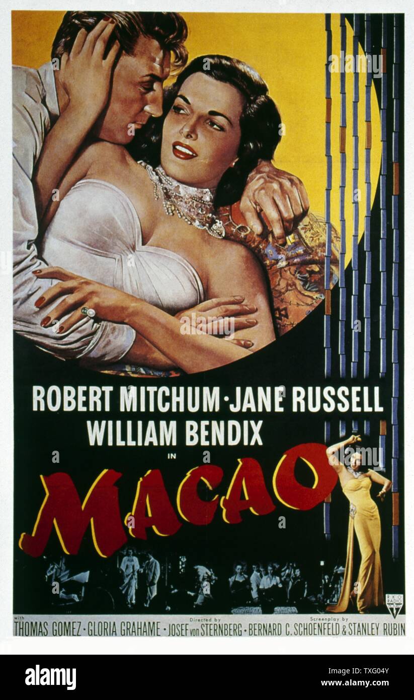 Macao Anno : 1952 USA Direttore : Josef von Sternberg Robert Mitchum, Jane Russell Poster (USA) Foto Stock