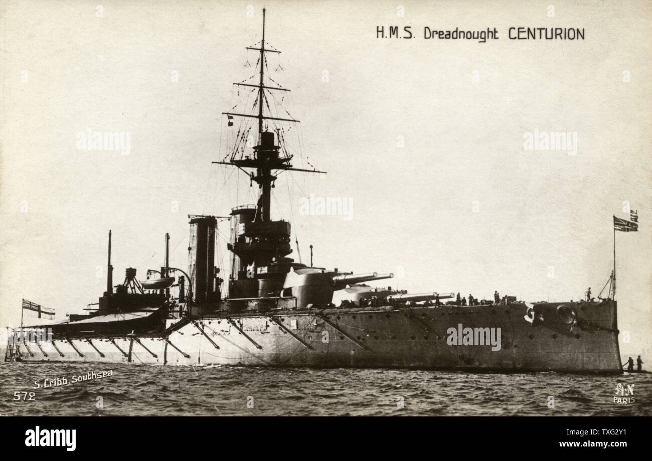 Corazzata inglese HMS Dreadnought Centurion, King George V-class, in servizio per la Royal Navy dal 1913. Foto Stock