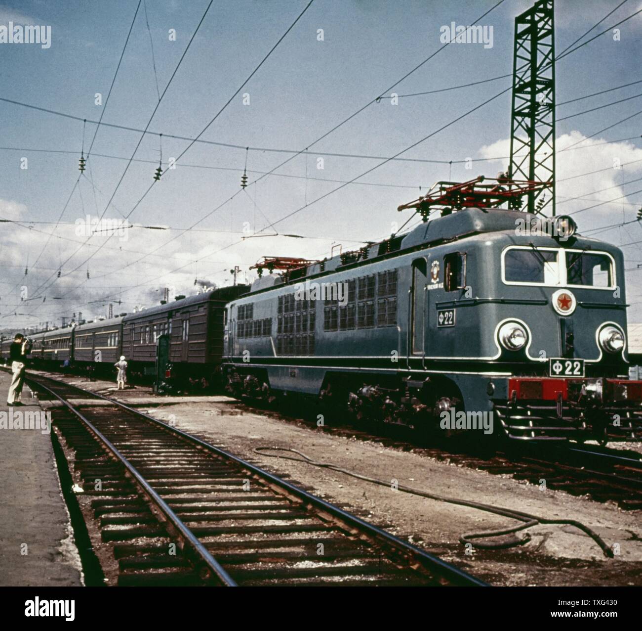 Russo locomotiva elettrica dell'Transsiberian (Krasnoyarsk ferrovia), 1959. Foto Stock