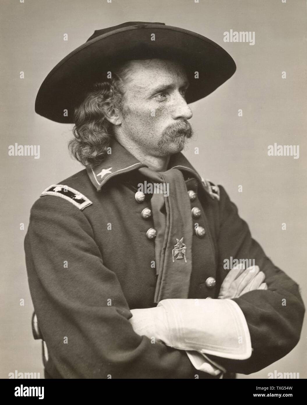 George Armstrong Custer, Esercito degli Stati Uniti ufficio e comandante di cavalleria nella Guerra Civile americana e Guerre indiane. Sconfitto e ucciso nella battaglia di Little Big Horn Foto Stock