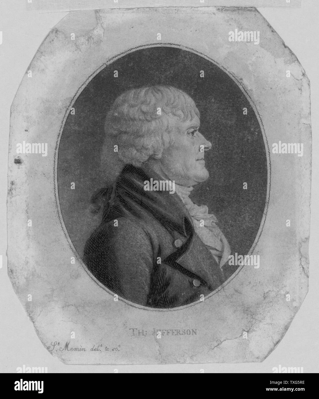 Thomas Jefferson (1743-1826), terzo presidente degli Stati Uniti (1801-1809) Litografia Foto Stock