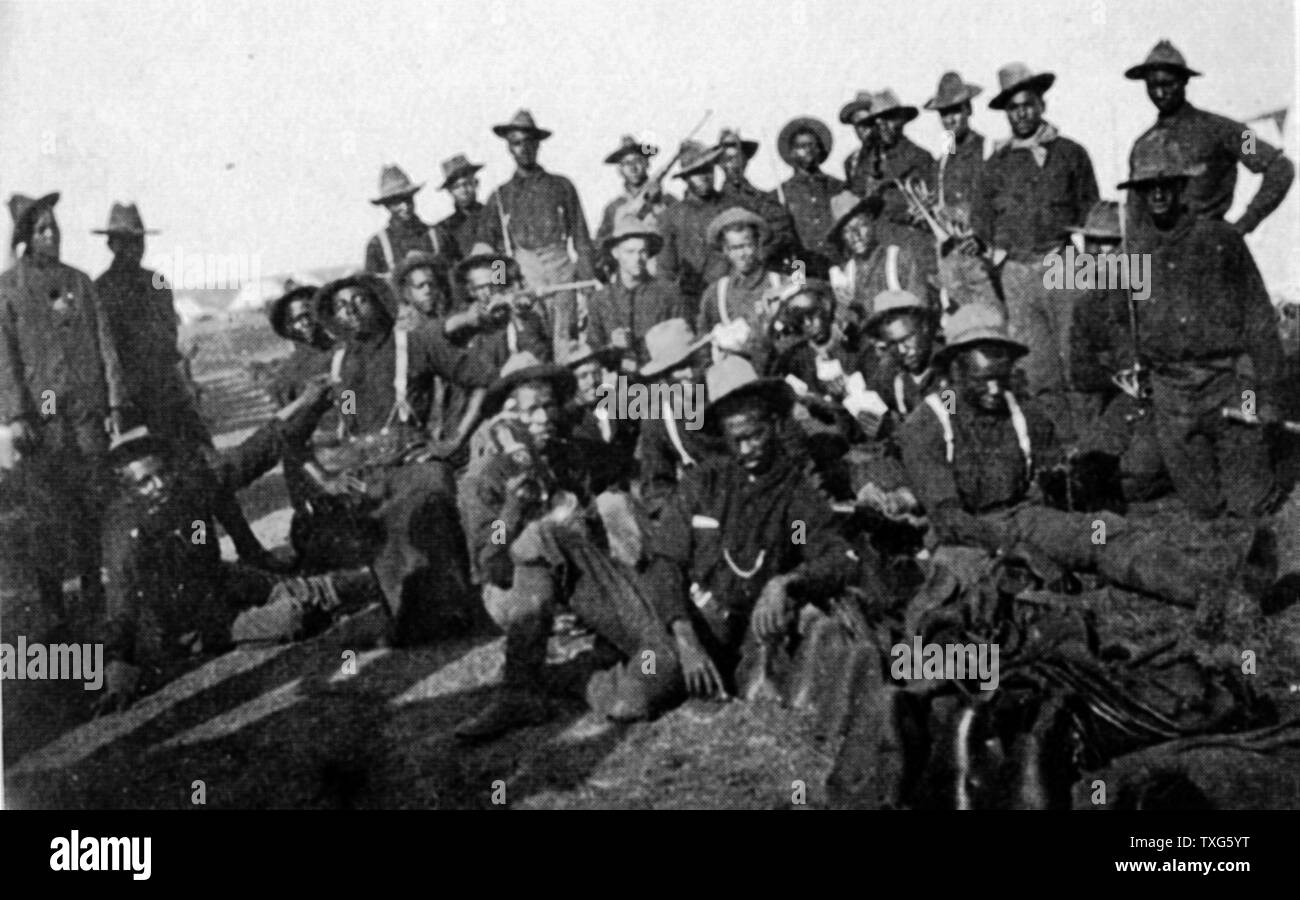 Società segregata dei soldati Statunitensi (Buffalo soldati) nel 1898 durante la guerra ispano-americana. Foto Stock
