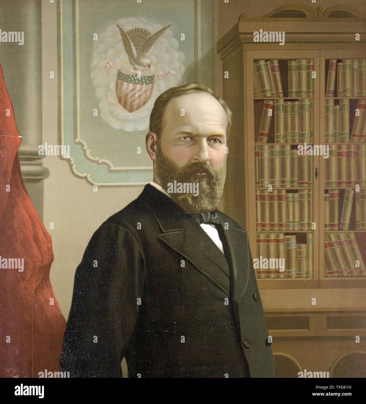 James Abram Garfield, ventesimo Presidente degli Stati Uniti d'America (1881). Girato il 2 luglio, essere morto per le ferite del 19 settembre da Charles J Guiteau, dopo 200 giorni in office Foto Stock