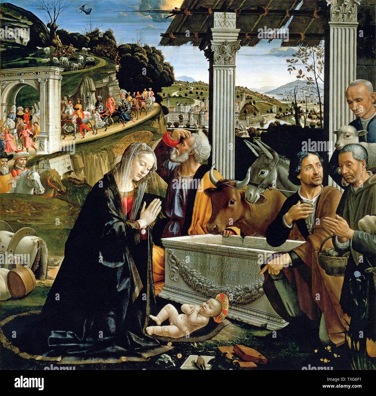 Domenico Ghirlandaio 1449-1494 Scuola Italiana La Natività Foto Stock