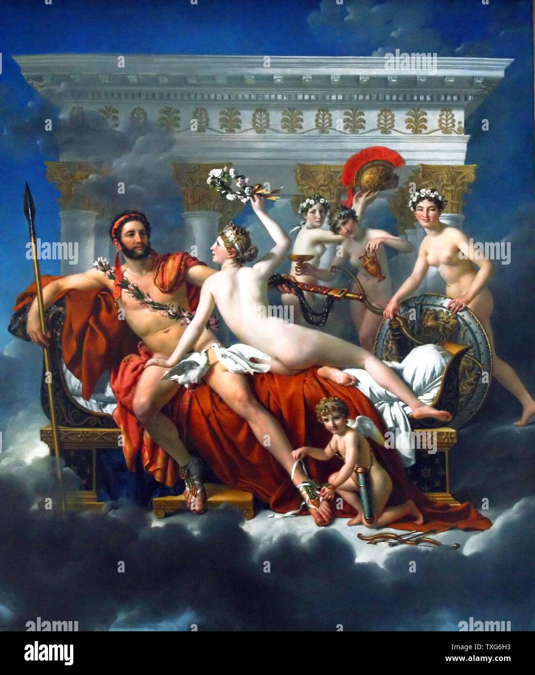 Jacques-Louis David scuola francese essendo Marte disarmato da Venere Olio su tela Foto Stock