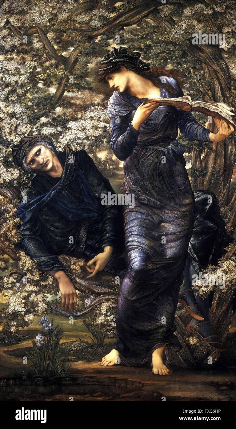 Sir Edward Coley Burne-Jones British school il seducente di Merlin Olio su tela Foto Stock