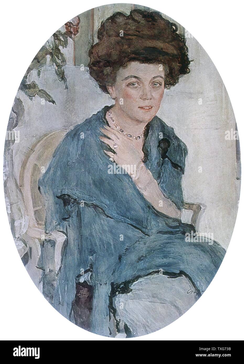 Valentin Serov scuola russa Yelena Oliv Gouache, acquarello e pastello su carta Foto Stock
