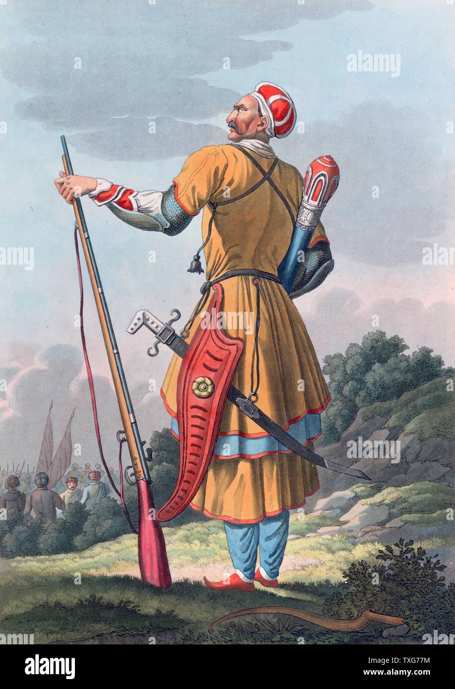 I popoli della Russia : il principe di Kabarda Kabardans, uno dei Circassian Il popoli del Caucaso nord-ovest, infine che divenne il Russo nel 1825 Litografia Foto Stock