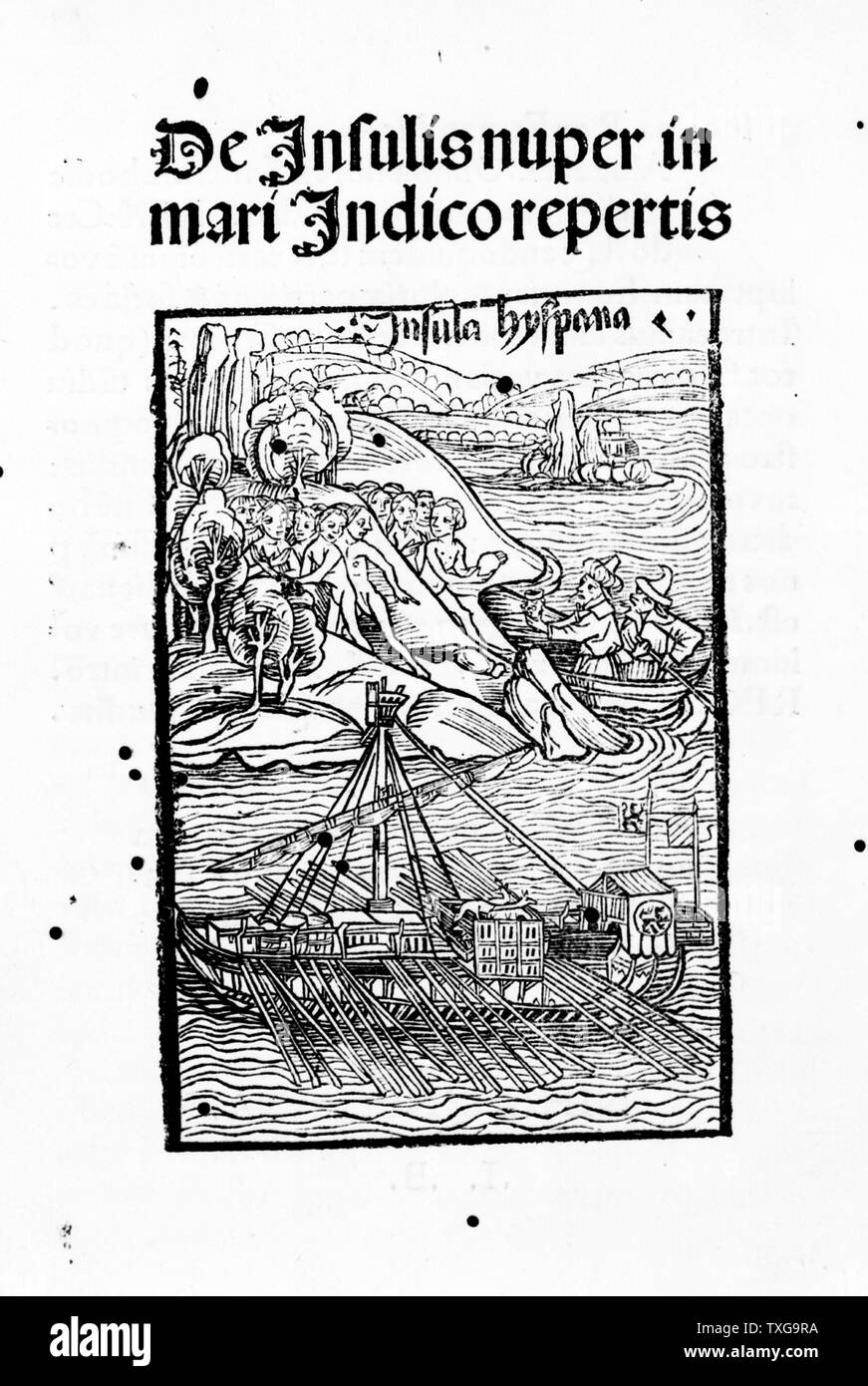 Carlo Verardi de insulis nuper in mari Indico repertis xilografia e stampa tipografica Foto Stock