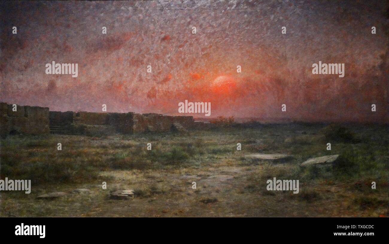 Pittura intitolato "La stessa vecchia scena' da modesti Urgell (1839-1919) pittore spagnolo, Illustrator e drammaturgo di commedie. Datata 1896 Foto Stock