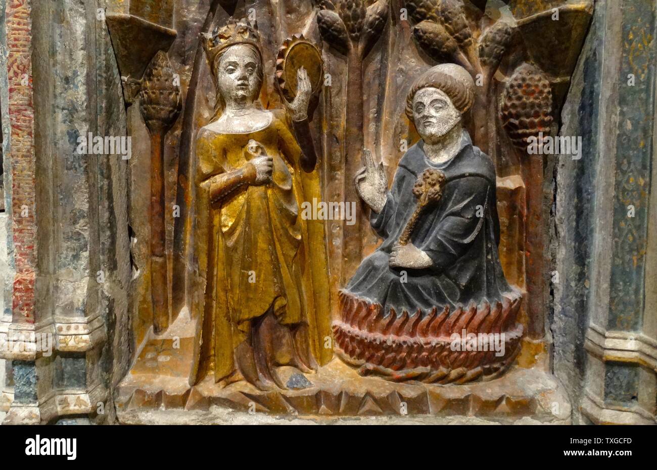 Sollievo della Vergine pala di Master Albesa. Datato xiv secolo Foto Stock