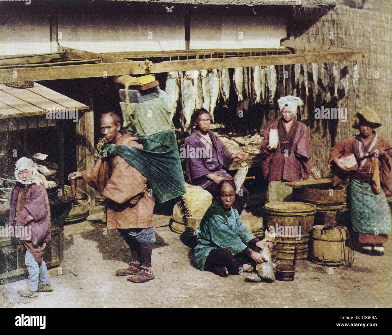 Colorate a mano fotografia del popolo giapponese da Felice Beato (1832-1909) Italian-British fotografo. Datata 1869 Foto Stock