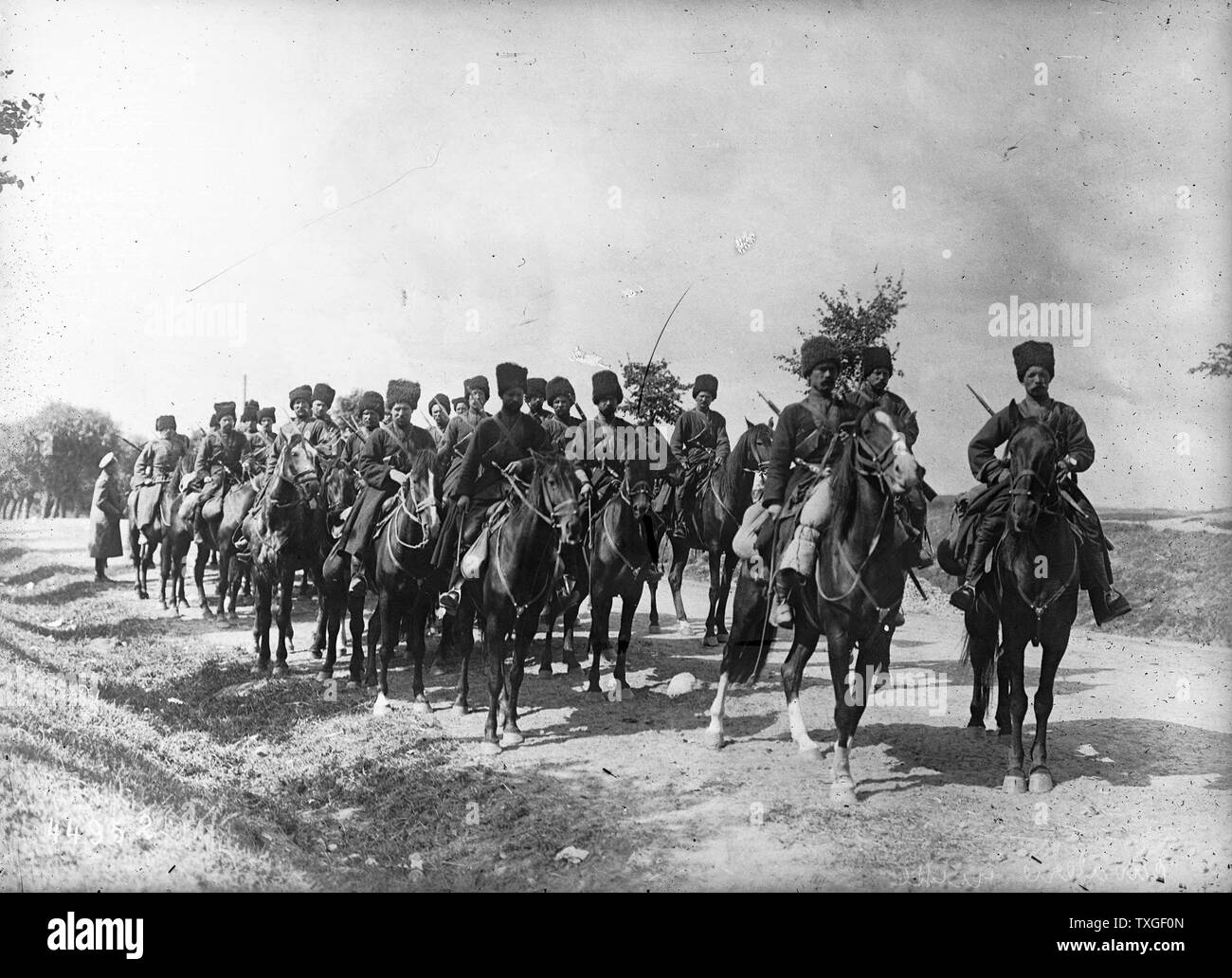 Prima Guerra Mondiale Imperiale Russa di cavalleria 1914 Foto Stock