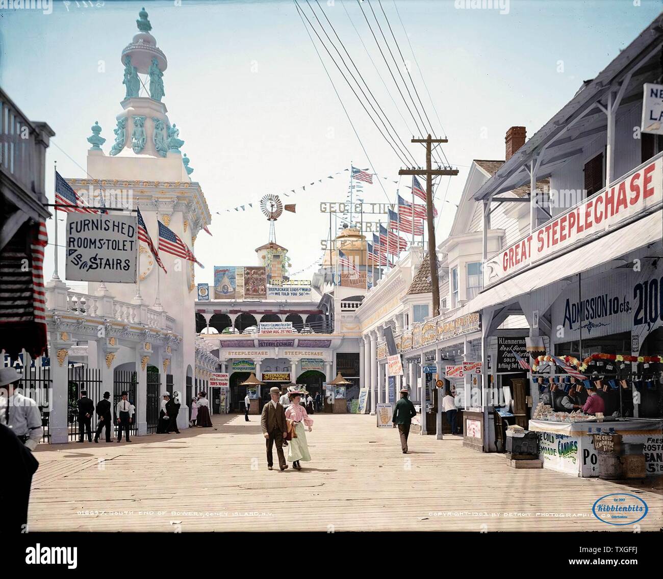 Il parco di divertimenti a Coney Island; Bowery, New York, Brooklyn, . 1903. Foto Stock