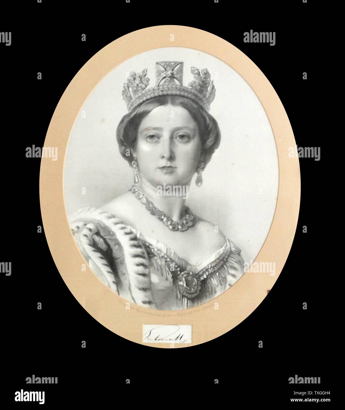 Ritratto di una giovane regina Victoria (1819-1901) la Regina del Regno Unito di Gran Bretagna e Irlanda. Datata 1838 Foto Stock