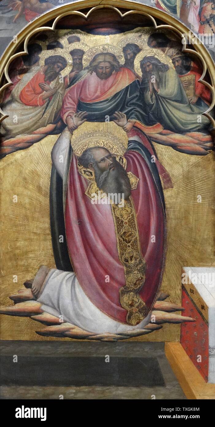 L'ascensione di San Giovanni Evangelista con Santi di Giovanni dal Ponte (1385-1437) un pittore italiano del periodo Late-Gothic. (Dettaglio) datata XV secolo Foto Stock
