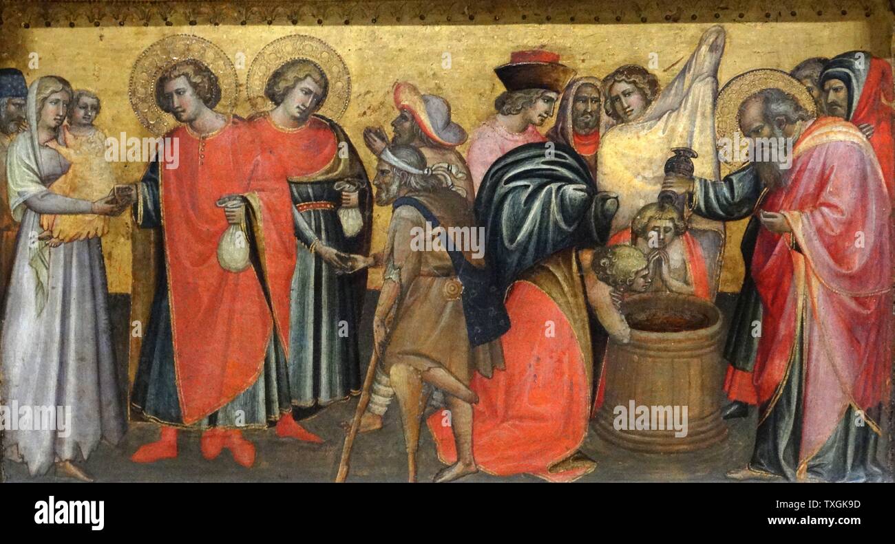 L'ascensione di San Giovanni Evangelista con Santi di Giovanni dal Ponte (1385-1437) un pittore italiano del periodo Late-Gothic. (Dettaglio) datata XV secolo Foto Stock