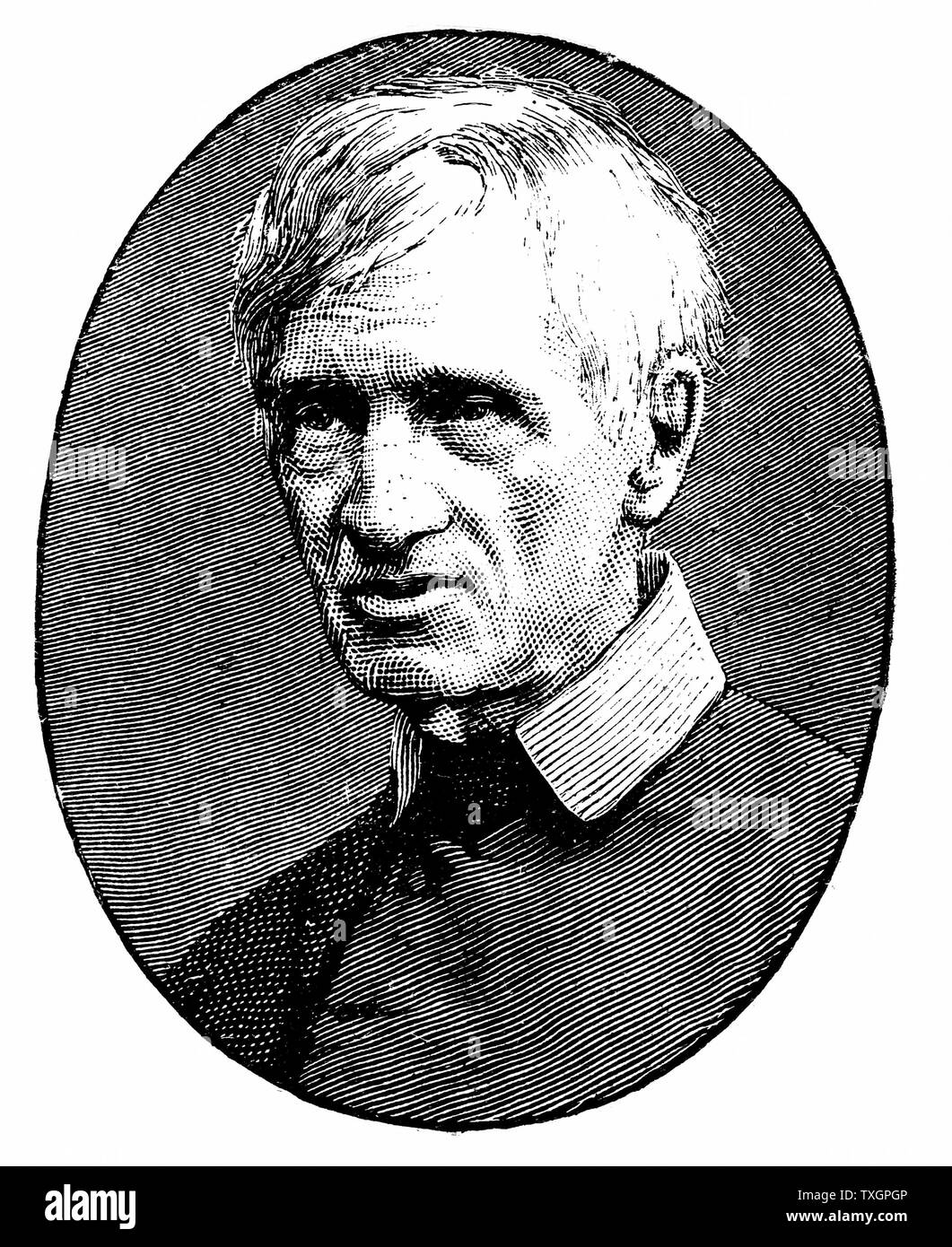 John Henry Newman (1801-90) nella vecchiaia. Lo studioso britannico e teologo. Il Movimento di Oxford. Convertito al cattolicesimo romano 1845: il Cardinale 1879. Autore di "Il sogno di Gerontius'. Incisione Foto Stock