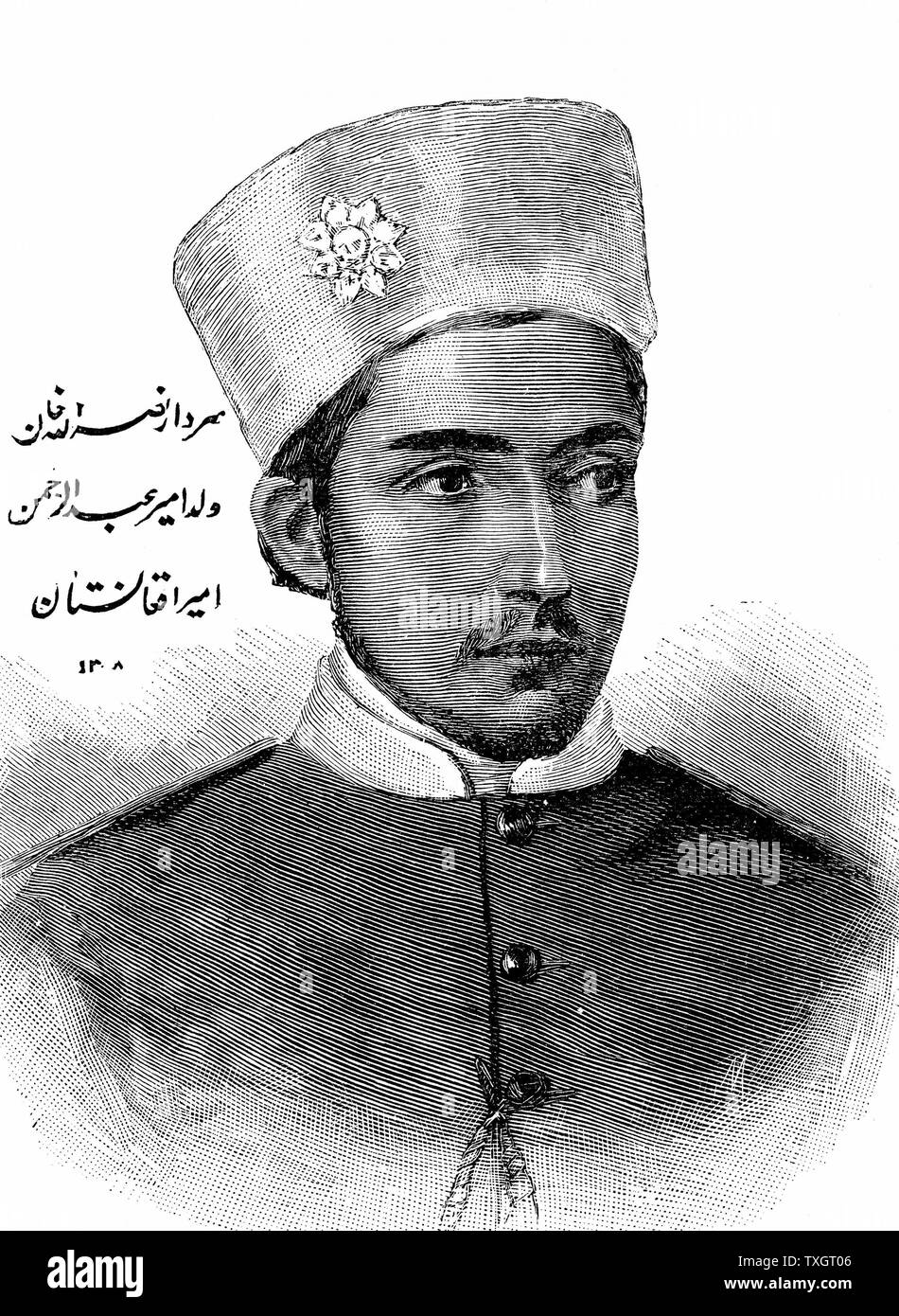 Nasrullalh Khan nel 1893. Secondo figlio di 'Abdor Rahman Khan che hanno governato l'Afghanistan 1880-1901 incisione su legno Foto Stock