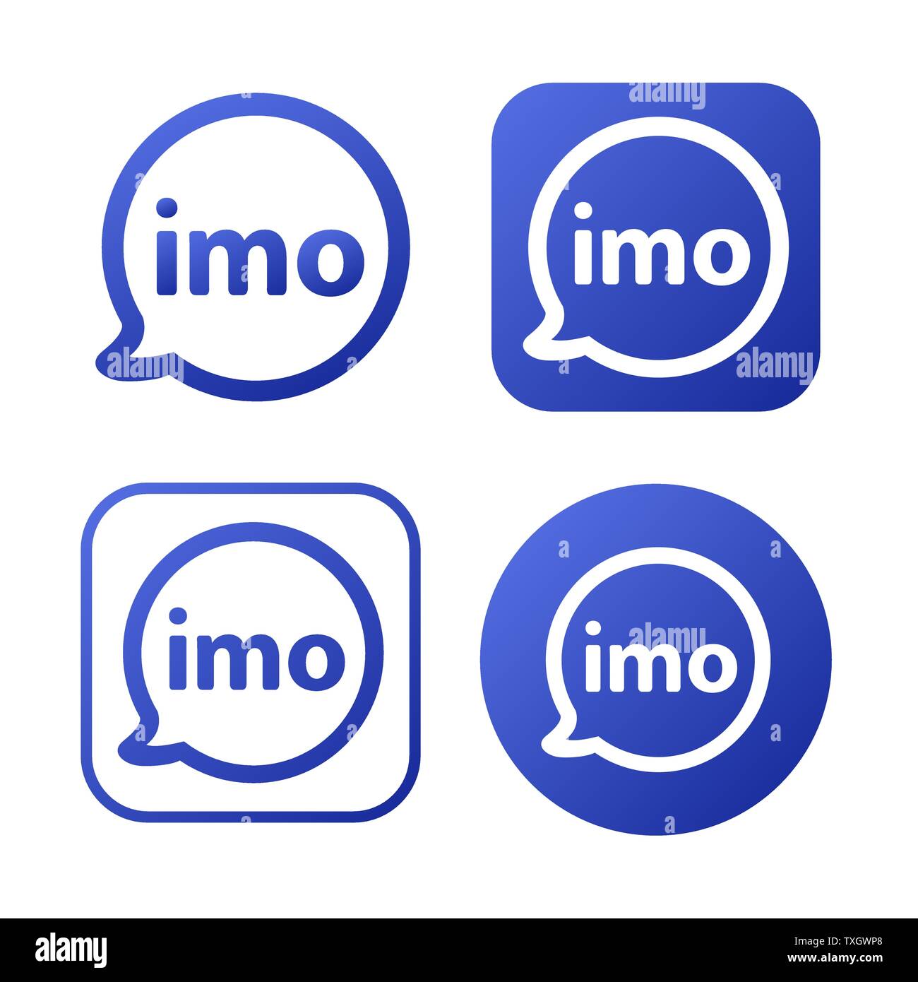 Segno imo, blu di chat e video chiamata simbolo. IMO icona Web commenti colore. Icona Messenger illustrazione vettoriale Illustrazione Vettoriale