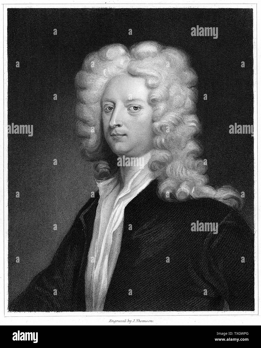 Joseph Addison, inglese saggista, poeta, drammaturgo e uomo politico. Amico di Richard Steele e Jonathan Swift. Incisione 1836 Londra Foto Stock