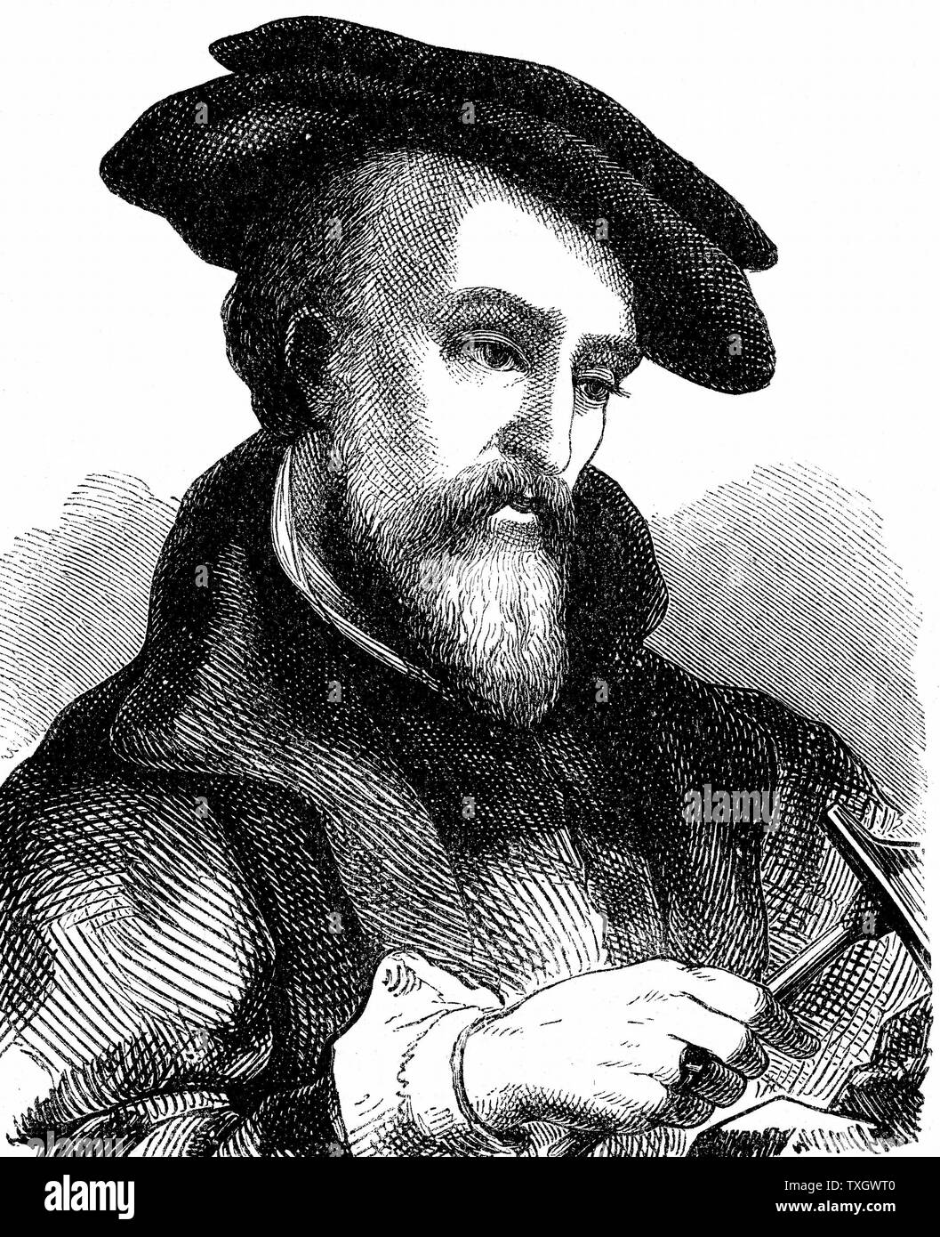 Georgius Agricola (Georg Bauer) 1494-1555. Medico tedesco, mineralogista e metallurgista. Autore di "De re metallica', 1555, 1881 Basilea incisione Foto Stock