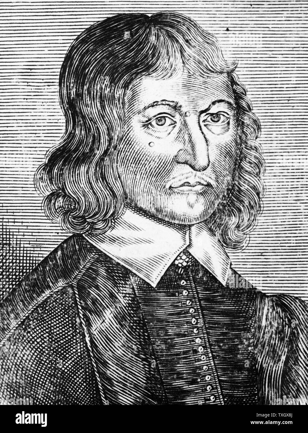 William Lilly (1602-81) Inglese astrologo. Egli è stato il modello per 'Sidrophel' in Samuel Butler's satira 'Hudibras' 1663-78 1673 Ritratto incisione da il suo 'Merlini effemeridi Anglici' Londra Foto Stock
