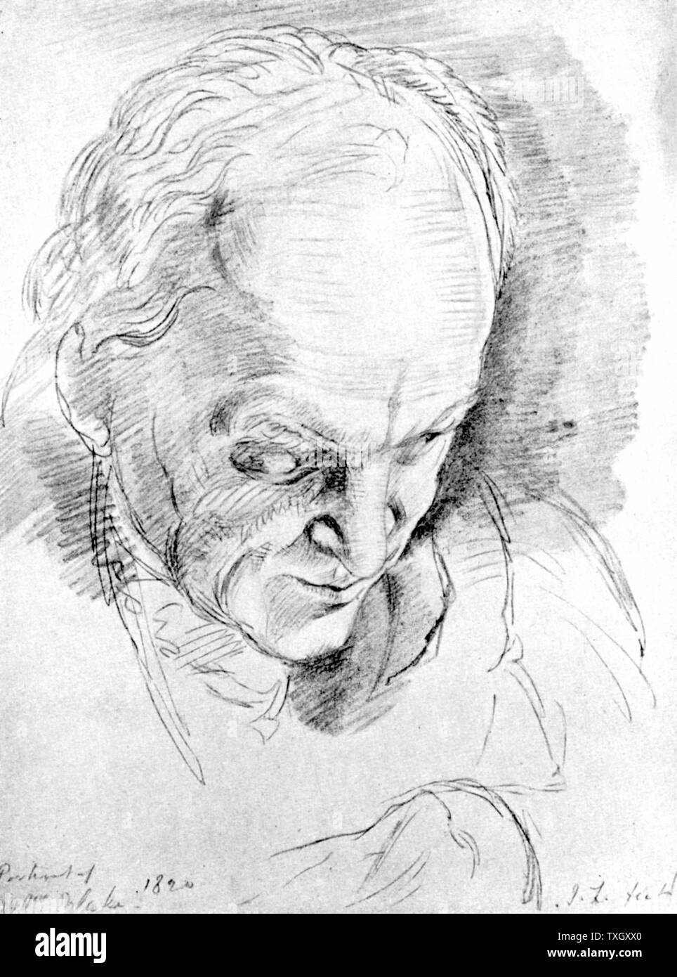 William Blake (1757-1827) mistico inglese, poeta, pittore e incisore nel 1824 Foto Stock