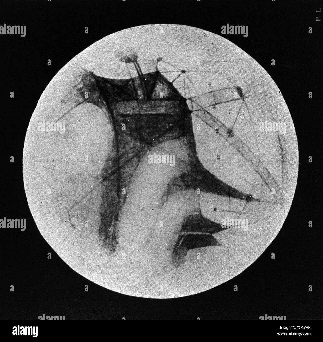 Disegno di Marte che mostra "canali" e aree scure. Da Percival Lowell "mars" Londra 1896 Foto Stock