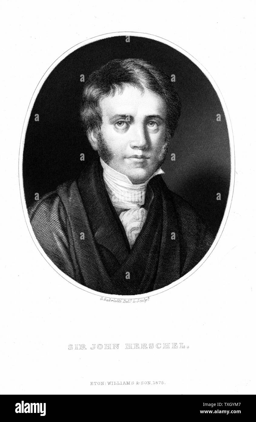 John Frederick Herschel (1792-1871) astronomo inglese e scienziato, come un giovane uomo. Incisione Foto Stock