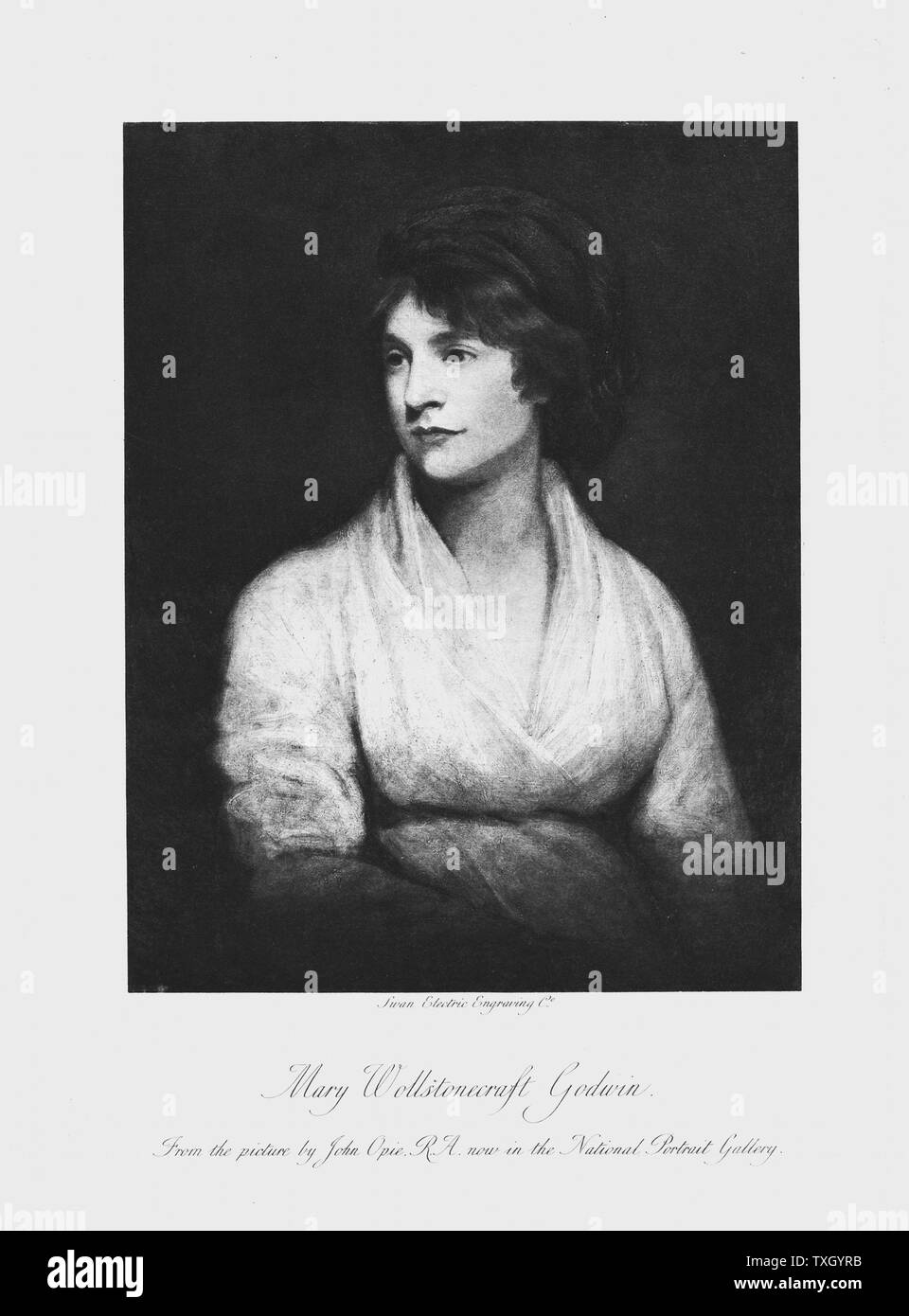 Mary Wollstonecraft (1759-97) anglo-irlandese e scrittrice femminista. Moglie di William Godwin. Madre di Mary Shelley. Litografia dopo il ritratto di John Opie Foto Stock
