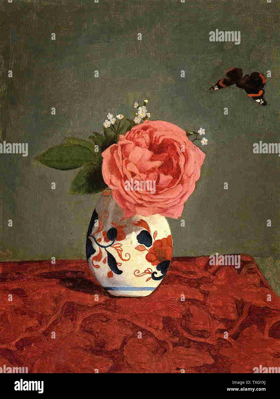 Gustave Caillebotte - giardino Rose Blue Dimenticare me not vaso C 1878 Foto Stock