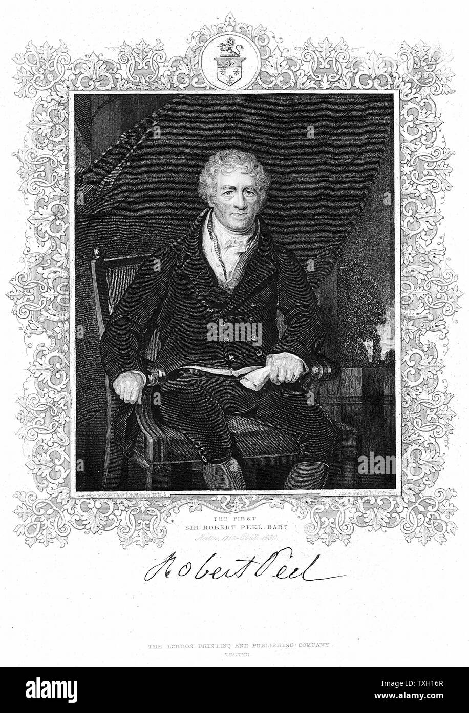 Robert Peel (1750-1830) British industriale e padre di Robert Peel lo statista. Cotton Mills. Dopo incisione ritratto Lawrence Foto Stock