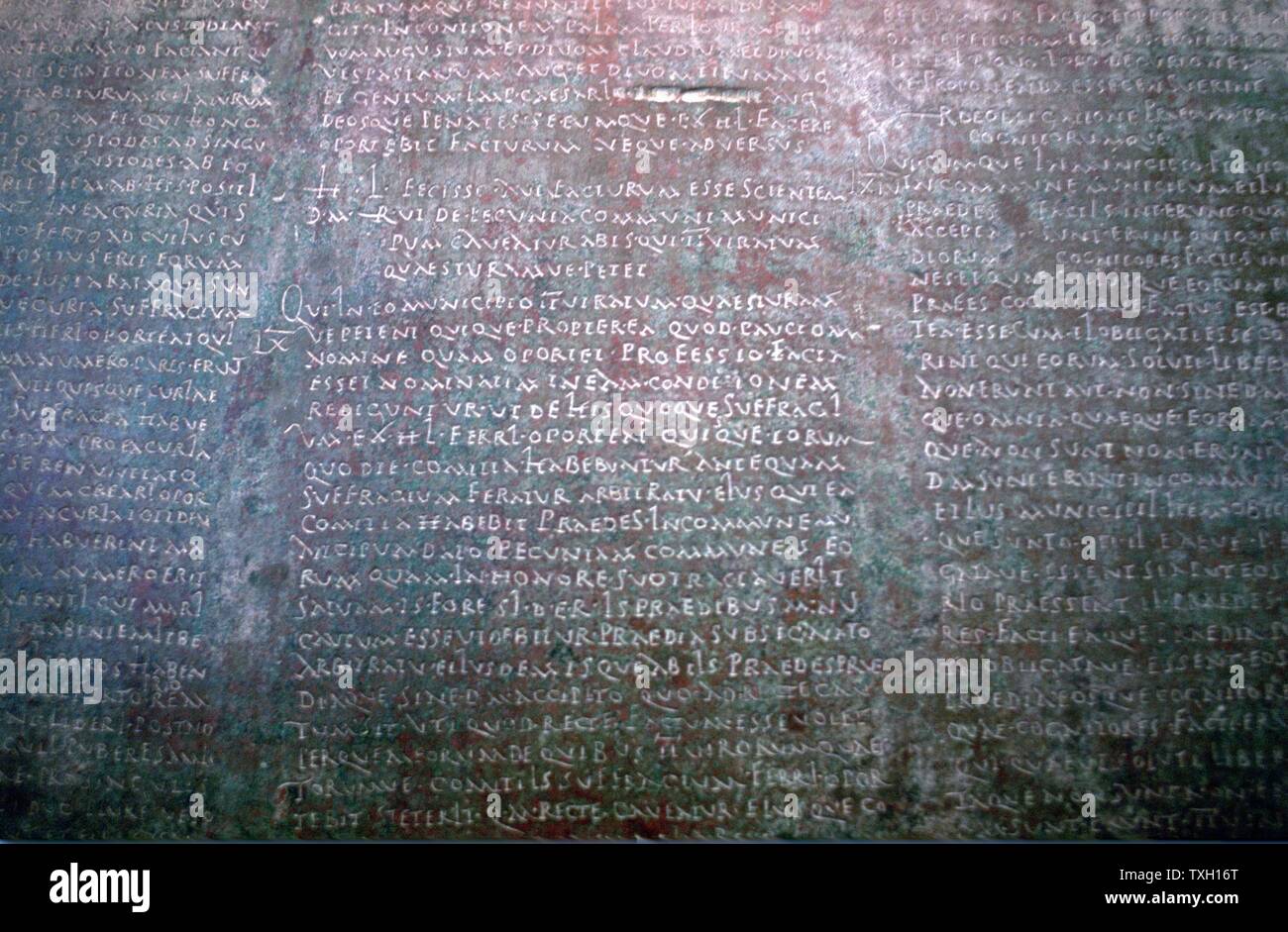 Roman iscrizione latina su pietra dalla Spagna. Museo archeologico, Madrid Foto Stock