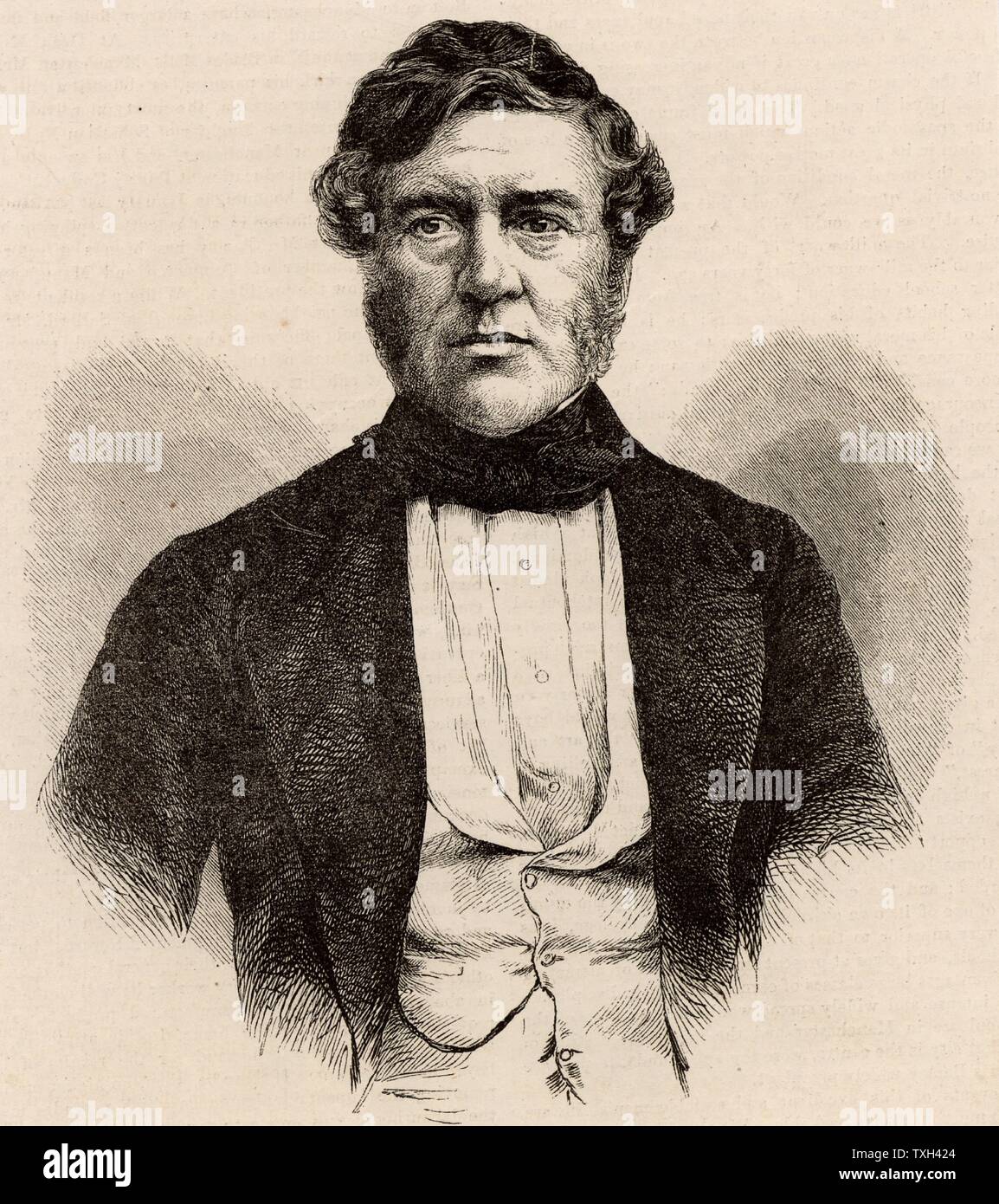 Thomas Bazeley (1797-1885) inglese produttore di cotone, mercante e politico. Un membro della Lega Anti-Cornlaw. Membro del Parlamento per Manchester 1858-1880. Incisione c1860. Foto Stock