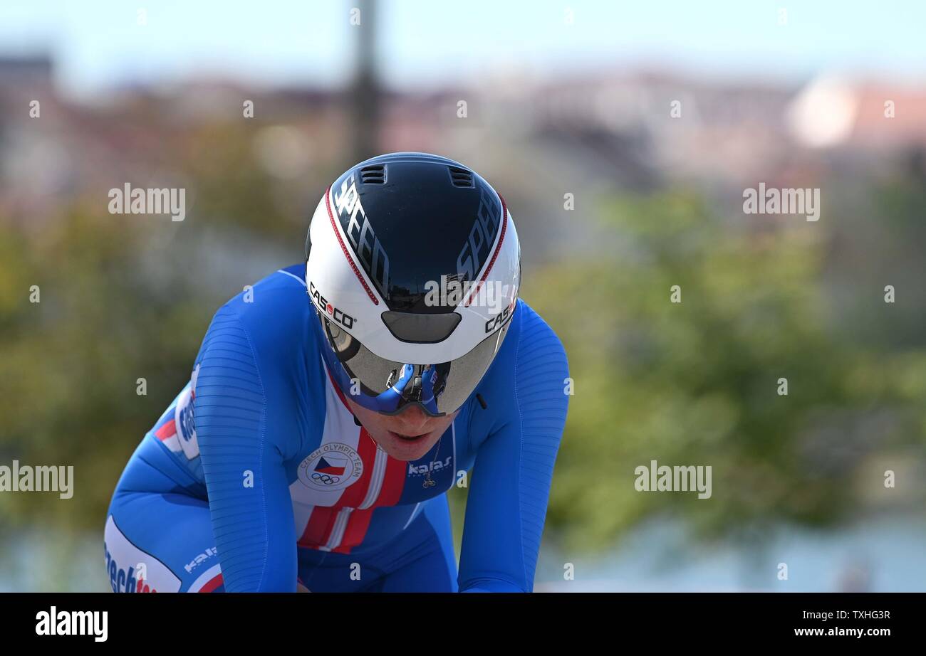Minsk. La Bielorussia. Il 25 giugno 2019. Jarmila Machacova (CZE) nel ciclismo crono a 2° European games. Credito: Sport In immagini/Alamy Live News Foto Stock