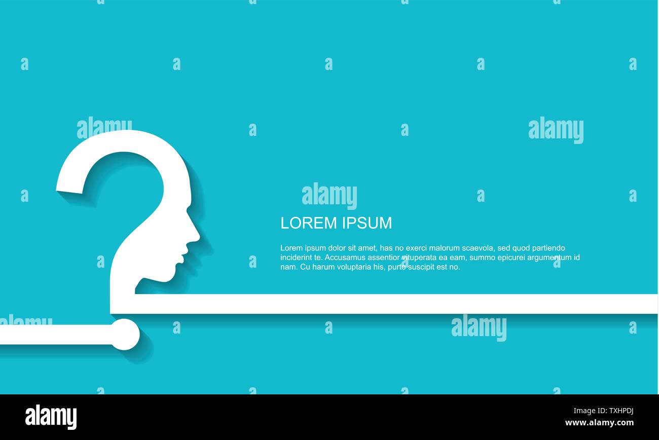 Il pensiero efficace dello sfondo. Testa con punto interrogativo Illustrazione Vettoriale