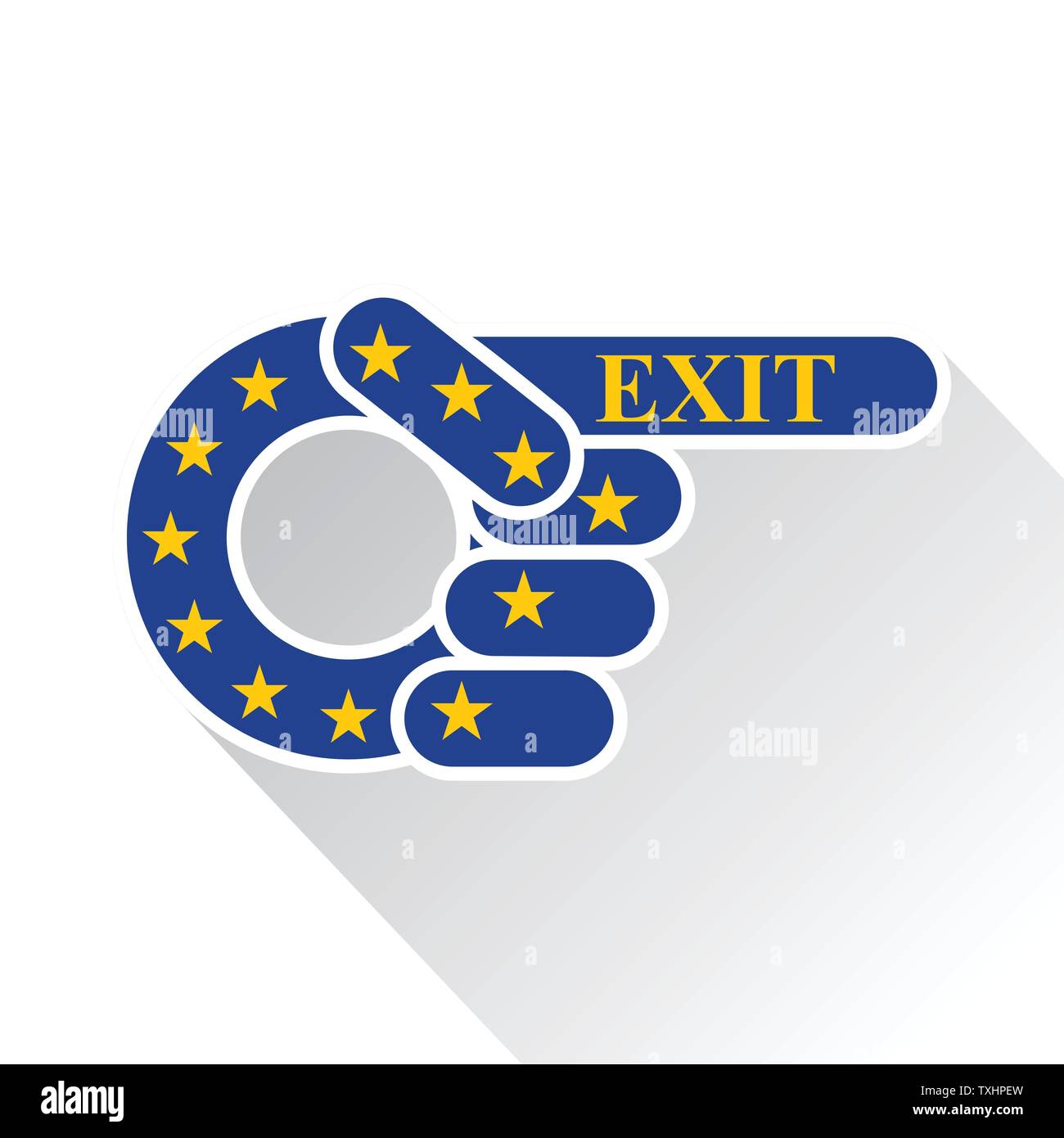 Ue , modo per uscire. Simbolo mano, vettore. Brexit Illustrazione Vettoriale