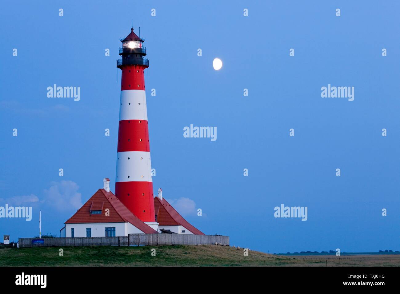 Geografia / viaggio, Germania, Schleswig-Holstein, il faro Westerheversand, Westerhever, peninsul, diritti aggiuntivi-clearance-Info-non-disponibile Foto Stock