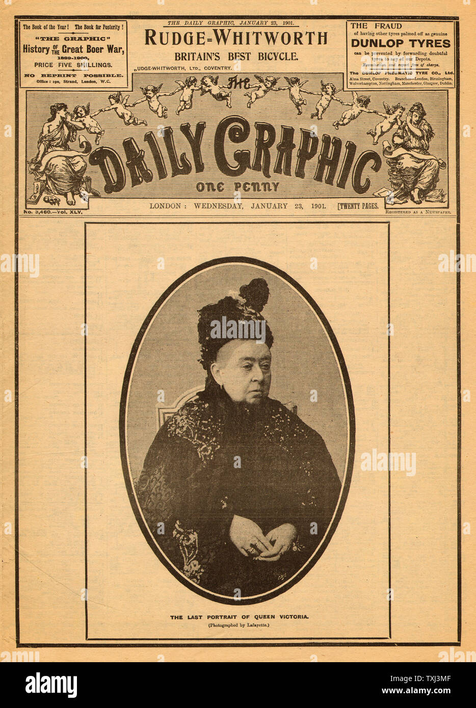 1901 Daily Graphic pagina anteriore reporting Queen Victoria morti Foto Stock
