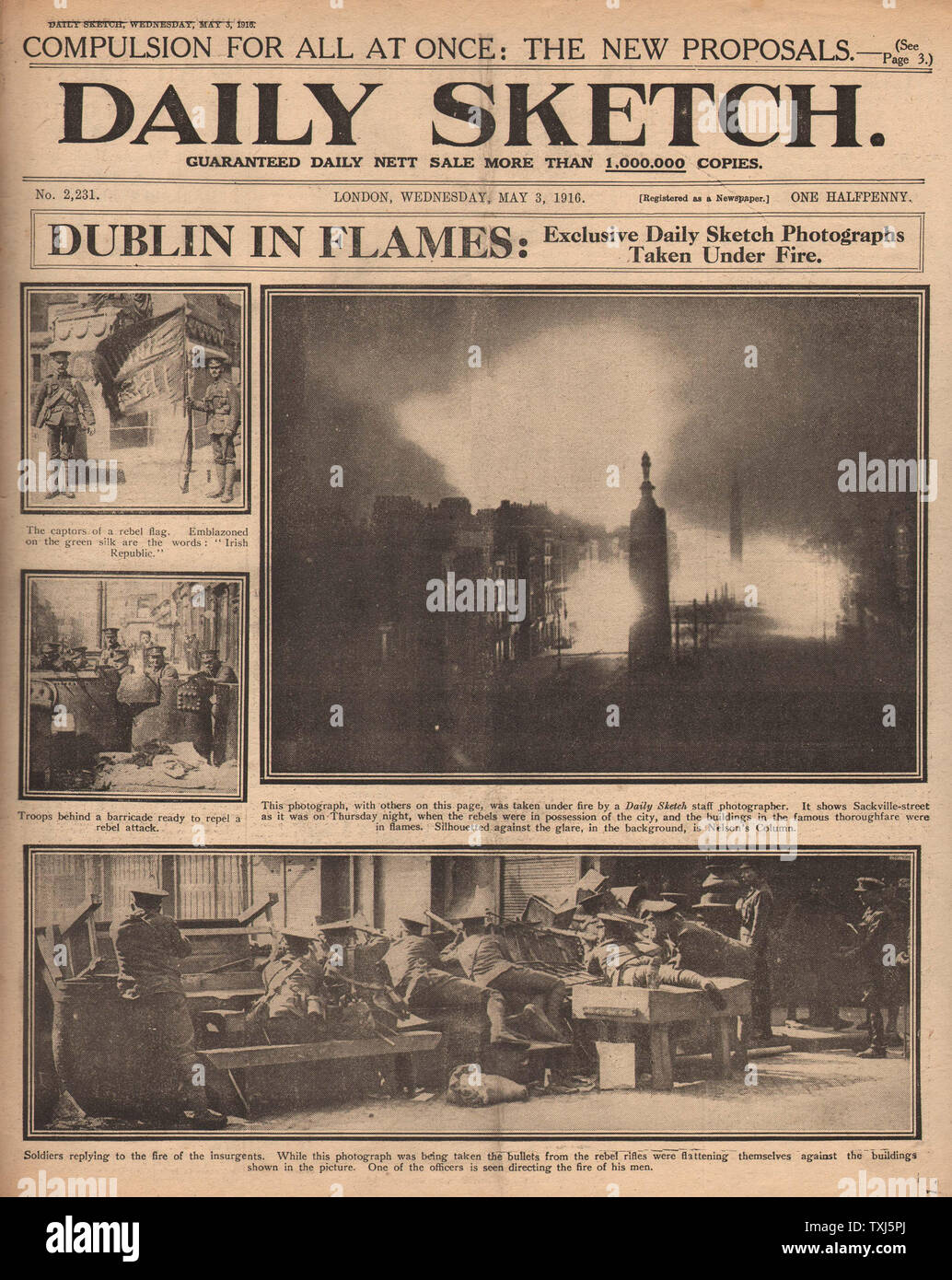 1916 Daily Sketch front page insurrezione di Pasqua Dublino Irlanda Foto Stock