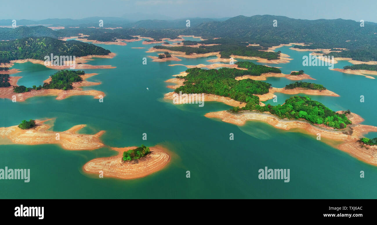 Riprese aeree di Wan Lago Verde, Heyuan City, nella provincia di Guangdong Foto Stock